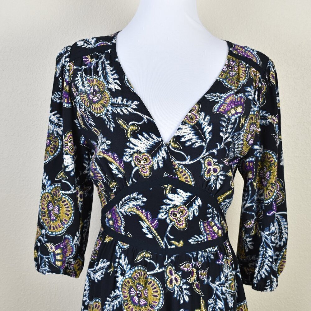 ba&sh Vienne Dress Noir Paisley Floral Midi - S - Picture 2 of 11